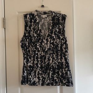 Calvin Klein black/white print blouse- size L